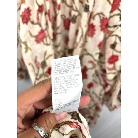 Free People Floral Ruffle Tunic Top Flounce Sleeve Boho Kara SMALL - Picture 10 of 11